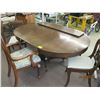 Image 1 : ROUND OAK TABLE WITH 3 CHAIRS & 3 LEAVES -30