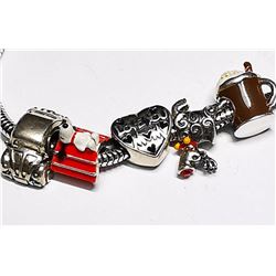 Silver Pandora Style Bracelet (~length 8cm) (~weight 19.8g), Made in Canada, Suggested Retail Value 