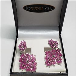 Silver Ruby(~6ct) Large Clasp Earrings Earrings (~weight 13.6g), Made in Canada, Suggested Retail Va