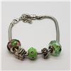 Image 3 : Silver Green Beads And Pendants Flexible Bracelet (~weight 14g), Made in Canada, Suggested Retail Va