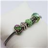Image 5 : Silver Green Beads And Pendants Flexible Bracelet (~weight 14g), Made in Canada, Suggested Retail Va