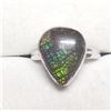 Image 1 : Silver Ammolite Ring (~Size 7)(Ring is resizable for $40) (~weight 3.1g), Made in Canada, Suggested 