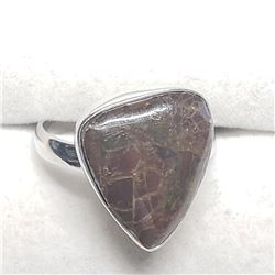 Silver Amolite Ring (~Size 8.5)(Ring is resizable for $40) (~weight 3.5g), Made in Canada, Suggested