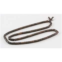 Chinese Wood Carved Tube Bead Necklace
