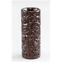 Chinese Rosewood Carved Brush Pot