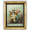 Image 2 : E Green European Oil on Canvas Still Life Flowers