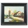 Image 2 : Signed Illegibly Oil on Canvas Landscape Hamlet