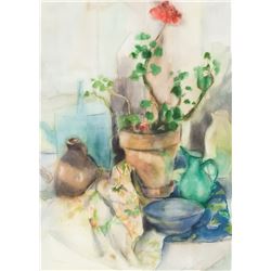 Watercolor on Paper Still Life Flowers Dated '90