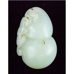 19th C. Hetian White Jade Carved Bat Toggle