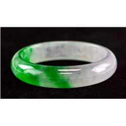 Chinese Green and Lavender Jadeite Carved Bangle