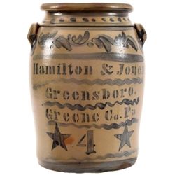 Hamilton & Jones Pennsylvania 4 Gallon Crock
