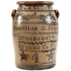 Hamilton & Jones Pennsylvania 4 Gallon Crock