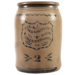 Jas. Hamilton & Co. Pennsylvania 2 Gallon Crock