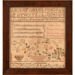 Pennsylvania Folk Art Needlework Sampler 1846