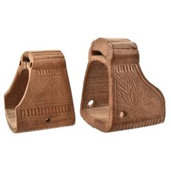 Two Spanish Colonial Carved Wood Stirrups