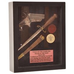Gamblers Display Box w/Pepperbox Pistol and Knife