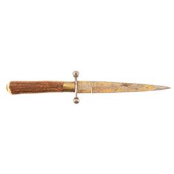German Dirk Style Dagger with Gold Plate