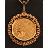 Image 4 : Indian Head $5 Gold Coin Pendant & Chain