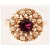 Image 1 : 14k Garnet & Pearl Ring