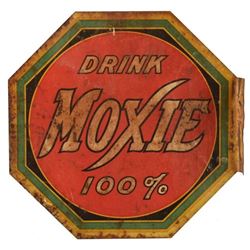 Drink Moxie Double Sided Flange Tin Sign