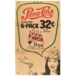 Pepsi-Cola 6 Pack Cardboard Advertising Sign