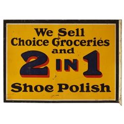 2N1 Shoe Polish Double Sided Flange Porcelain Sign