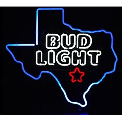 Bud Light Beer Texas Shaped Neon Sign