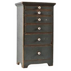 Green Painted Chest 6 Graduated Drawers