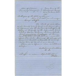Manuscript Document, signed Manuscript Document, signed in an unknown hand "Swett, Lawrence, Lincoln