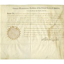George Washington and James Wilson DS. George Washington Document Signed, as president, partially pr