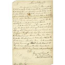 Robert Dinwiddie (1721-1770), Signed Letter Robert Dinwiddie (1721-1770), Lieutenant Governor of Vir