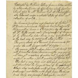 Declaration Signer William Ellery AMsS Declaration Signer William Ellery Autograph Manuscript Signed