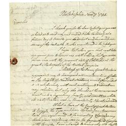 Jared Ingersoll (1749-1822) Autograph Letter A Federalist criticizes Jay's Treaty
