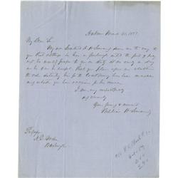 Seward Letter Signed about his Son William H. Seward Writes About His Son Wanting to Start a New Job