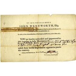 John Wentworth Royal Gov. New Hampshire John Wentworth (1737-1821), last royal governor of New Hamps