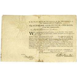 Pennsylvania President Thomas Wharton Document Pennsylvania President Thomas Wharton Document Signed