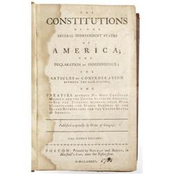 Richard Potts copy of Constitutions of States Constitutions of the Several Independent States of Ame