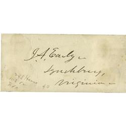 Confederate General Jubal A. Early Signature Confederate General Jubal Anderson Early Signature