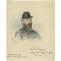 Watercolor Study by Ole Peter Hansen Balling Original Watercolor Study of Meade by Ole Peter Hansen 