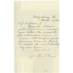 John Burns Old Hero of Gettysburg, Letter Signed John Burns, The Old Hero of Gettysburg, Letter Sign
