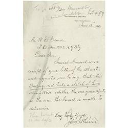 Winfield Scott Hancock, Signature. Winfield Scott Hancock, (1824-1886), Union General, an original w