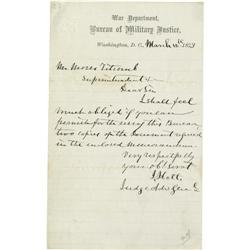 Joseph Holt: A War Letter of the Union Signed Joseph Holt: A War-Date Letter of the Union Judge Advo