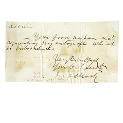 Gray Ghost John S. Mosby Autograph Note Signed John S. Mosby "The Gray Ghost" Autograph Note Signed