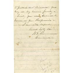 William T. Sherman, (1820-1891) Autograph William T. Sherman, (1820-1891) Civil War Union General, A