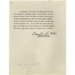 Douglas MacArthur Famous Quotation Signed. Typed Douglas MacArthur Famous Quotation Signed.