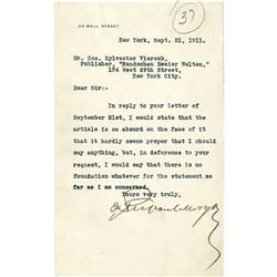 J.P. Morgan: A Rare Letter - With Fiery Content! J.P. Morgan: A Rare Letter - With Fiery Content!