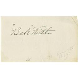 Babe Ruth Ink Signature on Paper Sheet "Babe" Ruth Ink Signature on Paper Sheet