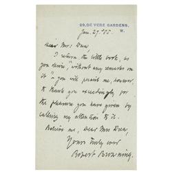 Robert Browning Autograph Letter Signed.  Robert Browning Autograph Letter Signed 