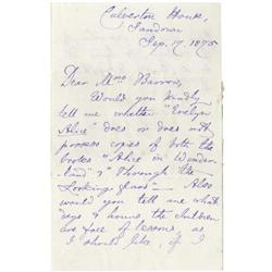 Charles L. Dodgson Autograph Letter Signed.  Charles L. Dodgson Autograph Letter Signed 