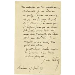 Jules Vern Autograph Letter Signed: Jules Verne.  Jules Verne Autograph Letter Signed 